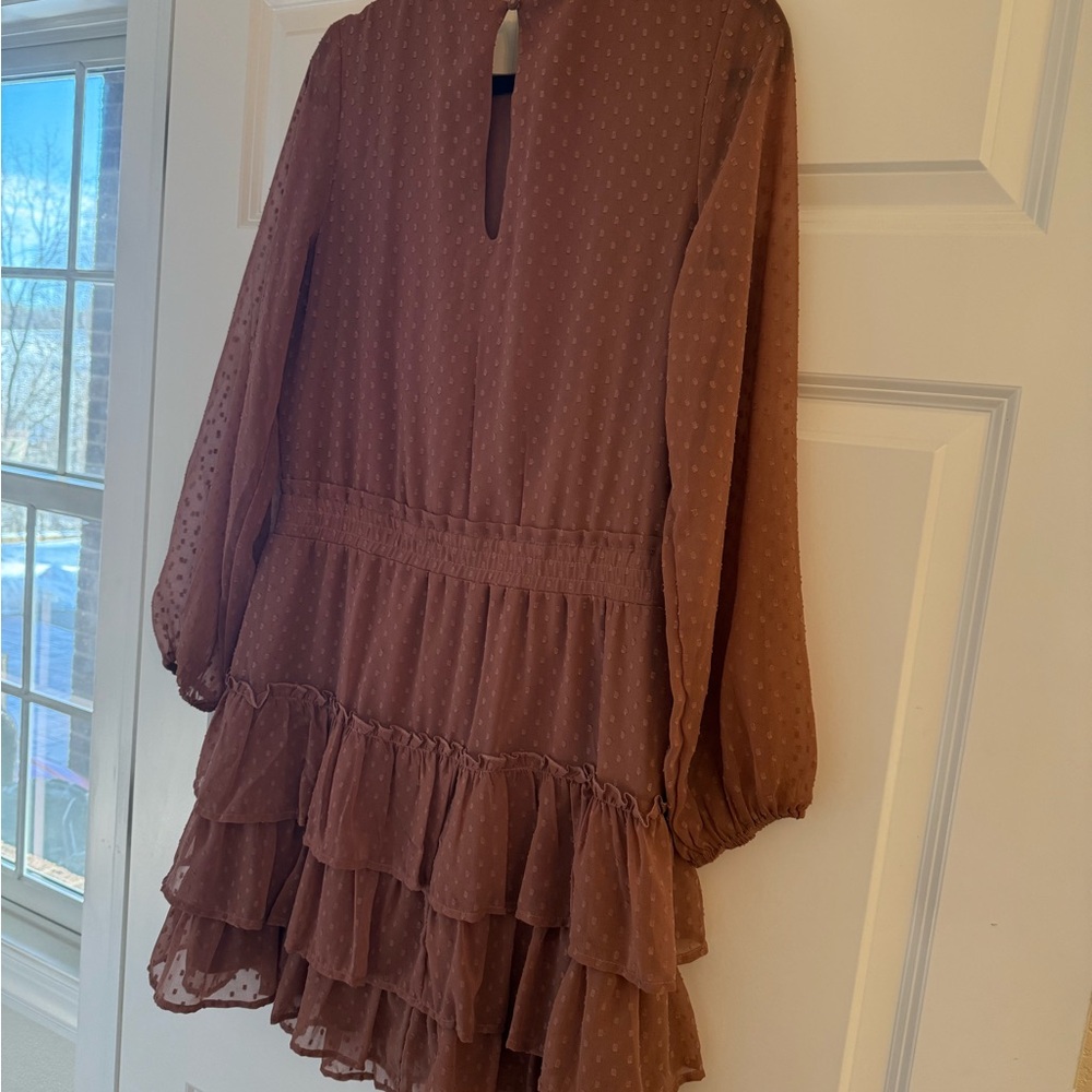 Chic Brown Ruffle Dress - Picture 5 of 5